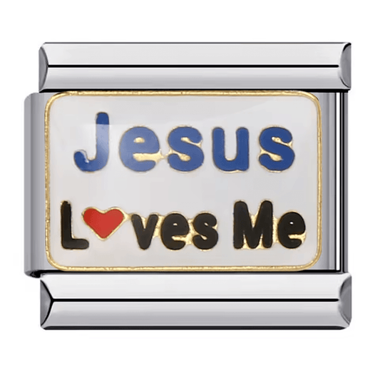 Jesus loves me Italian charm 9mm white enamel faith charm