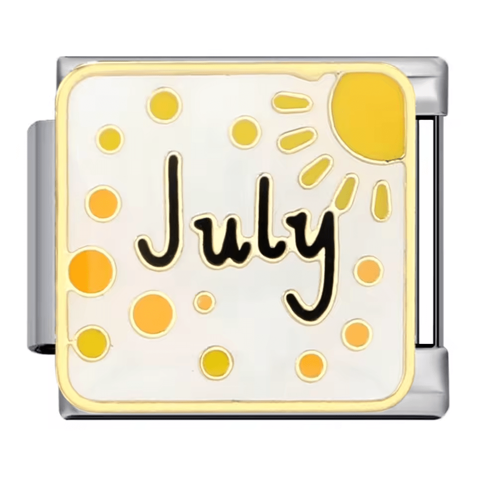 July Italian charm 9mm with sunny enamel design