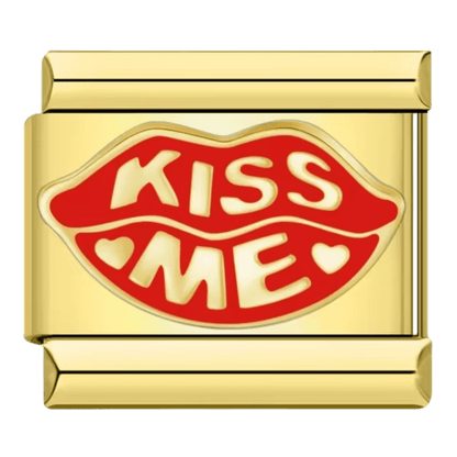 Kiss Me Italian charm bracelet link 9mm close up design by Charmette