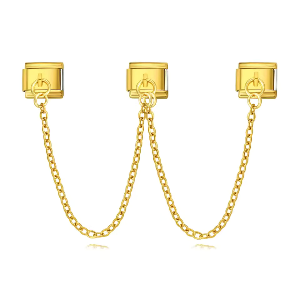 Layered double chain Italian charm 9mm for custom charm bracelets by Charmette