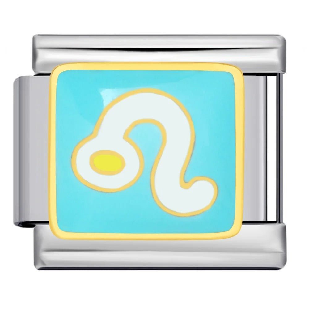 Leo zodiac symbol blue Italian charm 9mm