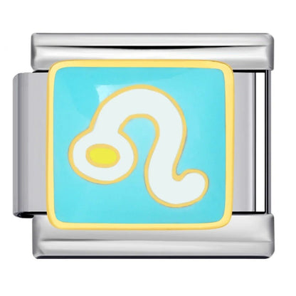 Leo zodiac symbol blue Italian charm 9mm