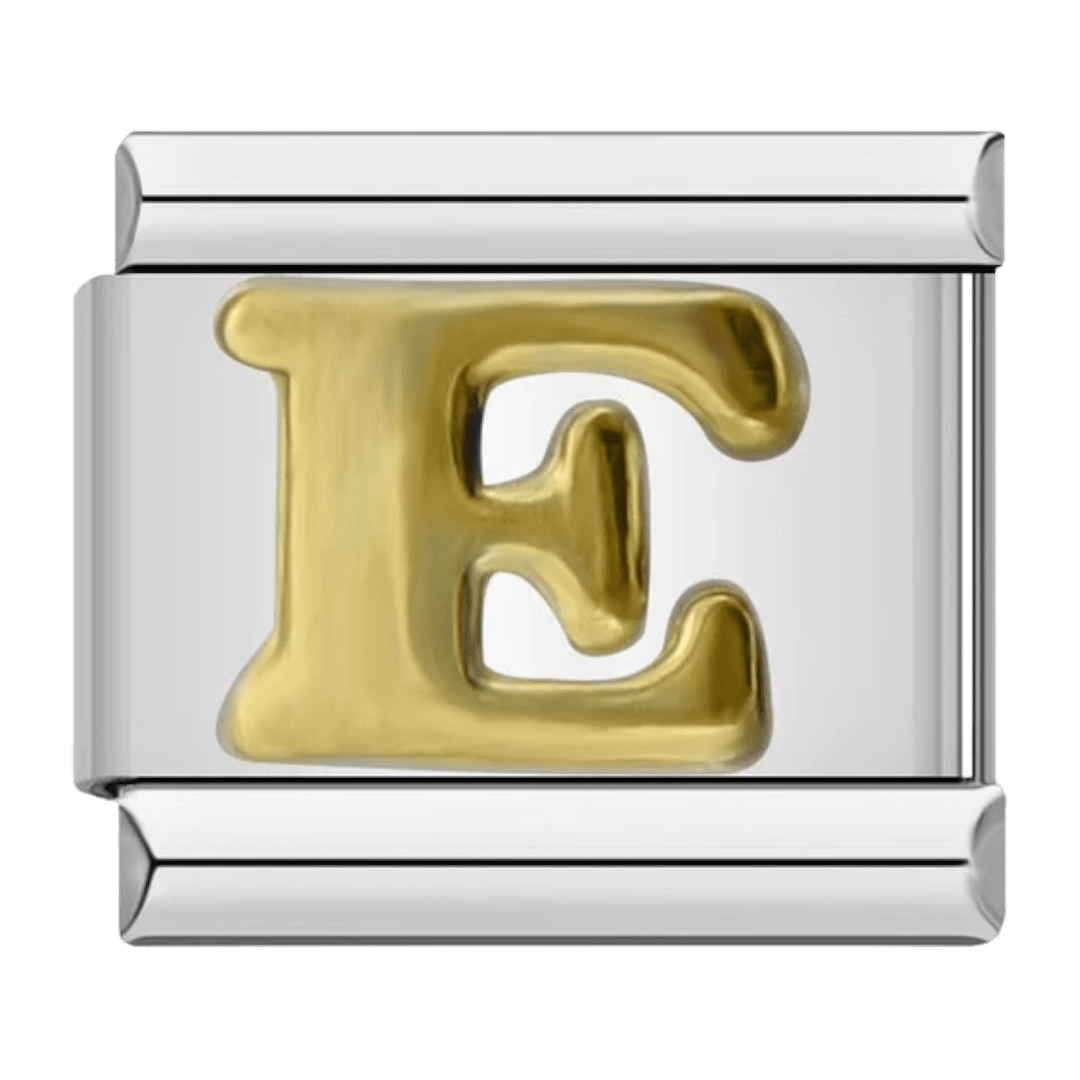 Letter E initial Italian charm 9mm bracelet link