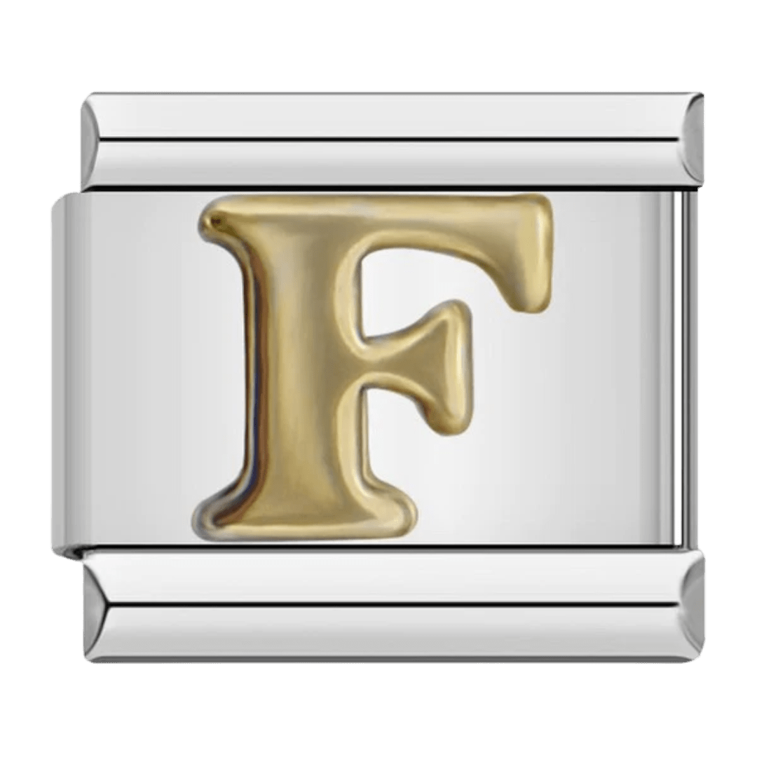 Letter F initial Italian charm 9mm bracelet link