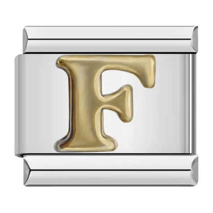 Letter F initial Italian charm 9mm bracelet link