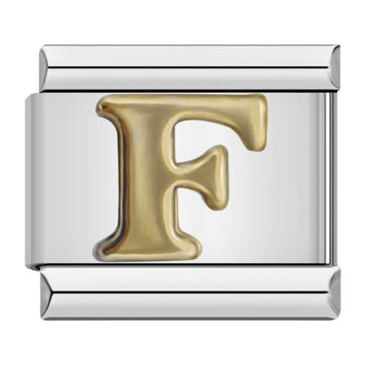 Letter F initial Italian charm 9mm bracelet link
