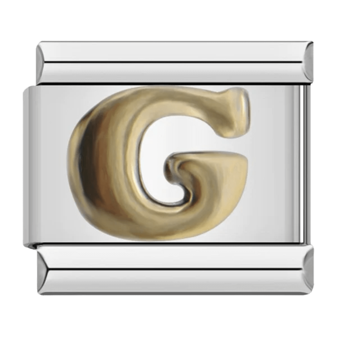 Letter G initial Italian charm 9mm bracelet link