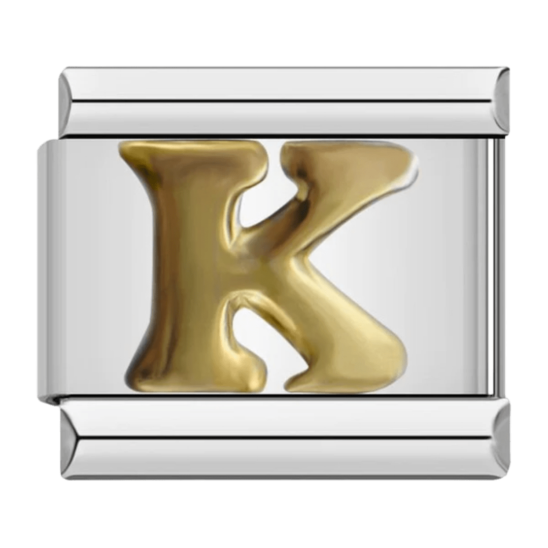 Letter K initial Italian charm 9mm bracelet link