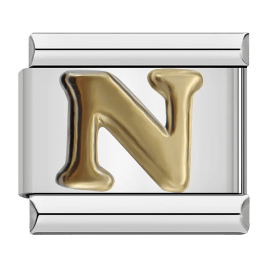 Letter N initial Italian charm 9mm bracelet link