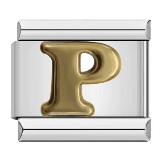 Letter P initial Italian charm 9mm bracelet link