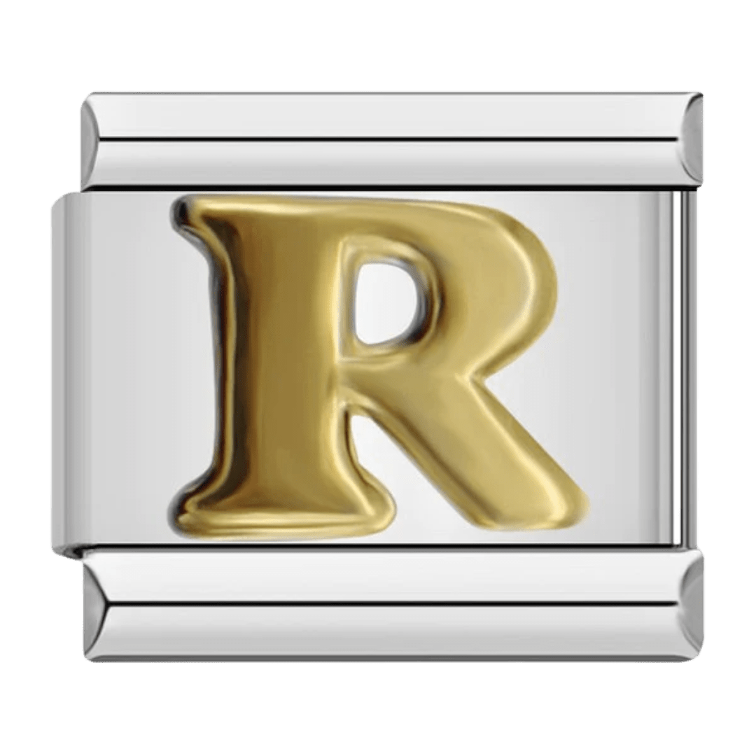 Letter R initial Italian charm 9mm bracelet link