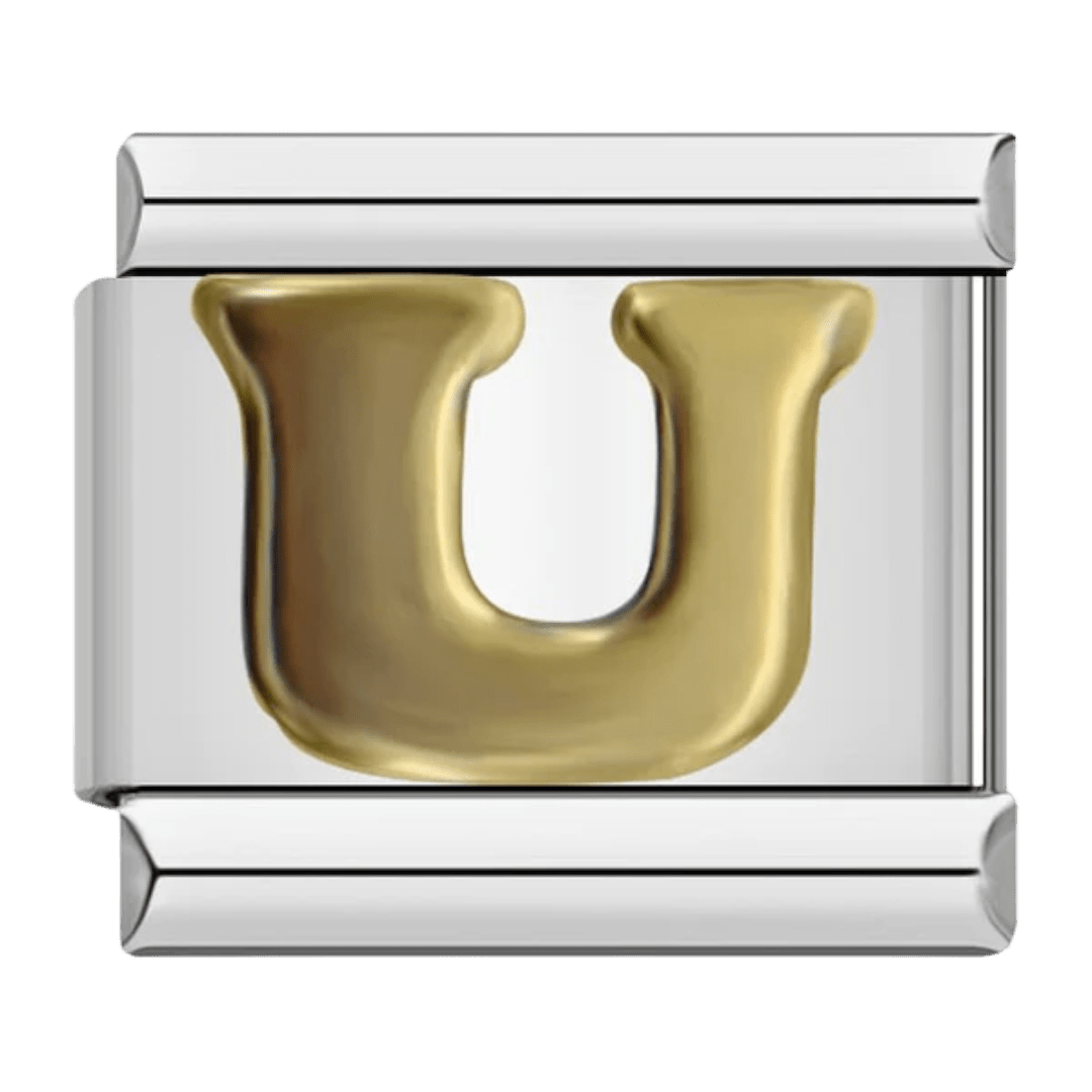 Letter U initial Italian charm 9mm bracelet link