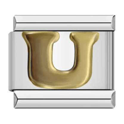 Letter U initial Italian charm 9mm bracelet link