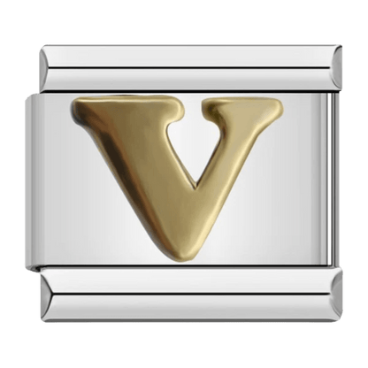 Letter V initial Italian charm 9mm bracelet link