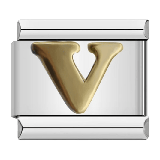 Letter V initial Italian charm 9mm bracelet link
