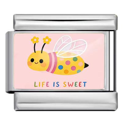 Life is sweet bee Italian charm 9mm