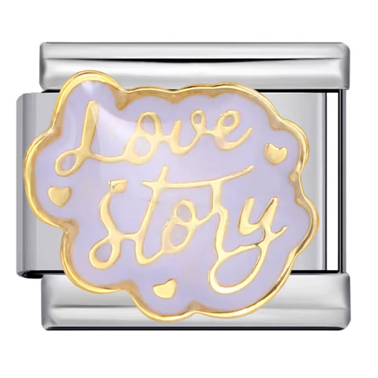 Love Story heart script Italian charm 9mm
