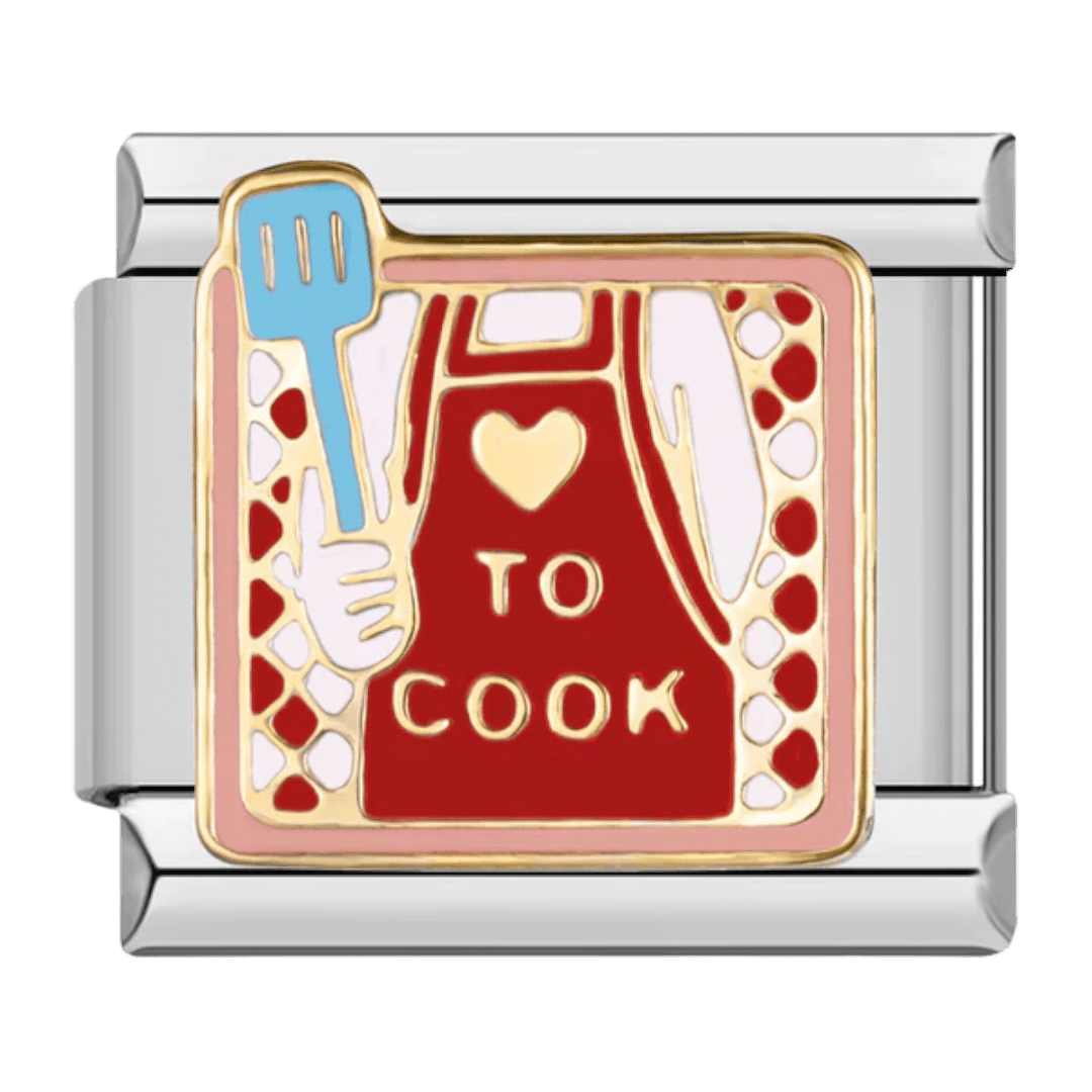 Love to Cook Italian charm 9mm red apron kitchen design