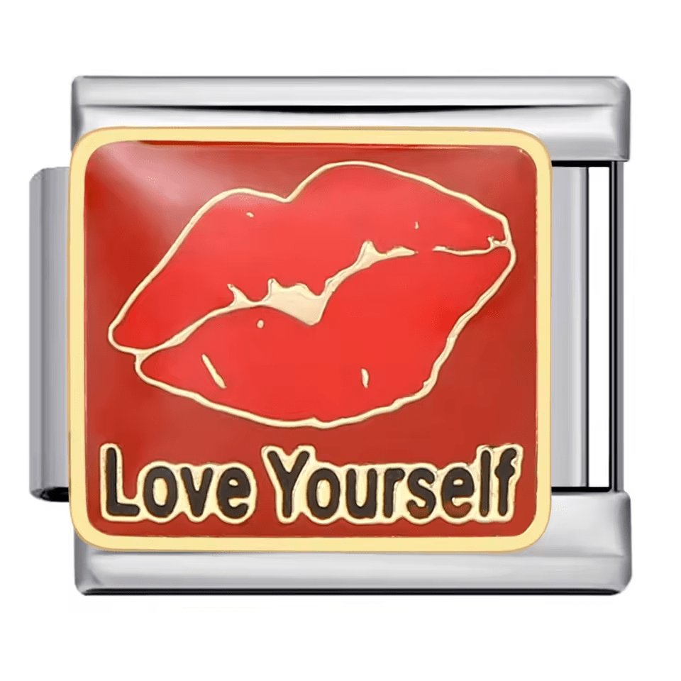Love yourself Italian charm 9mm lips message design