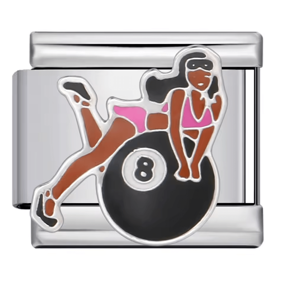Lucky girl Italian charm 9mm eight ball design