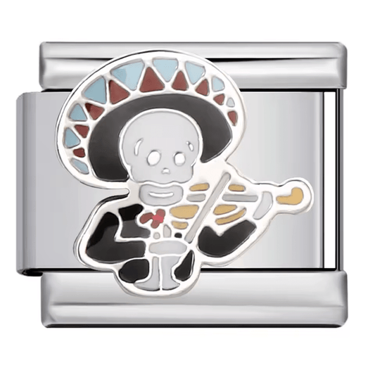 Mariachi viola Italian charm 9mm skeleton musician design