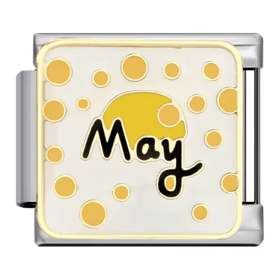 May Italian charm 9mm with yellow dotted enamel design