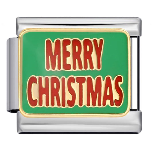 Merry Christmas word Italian charm 9mm