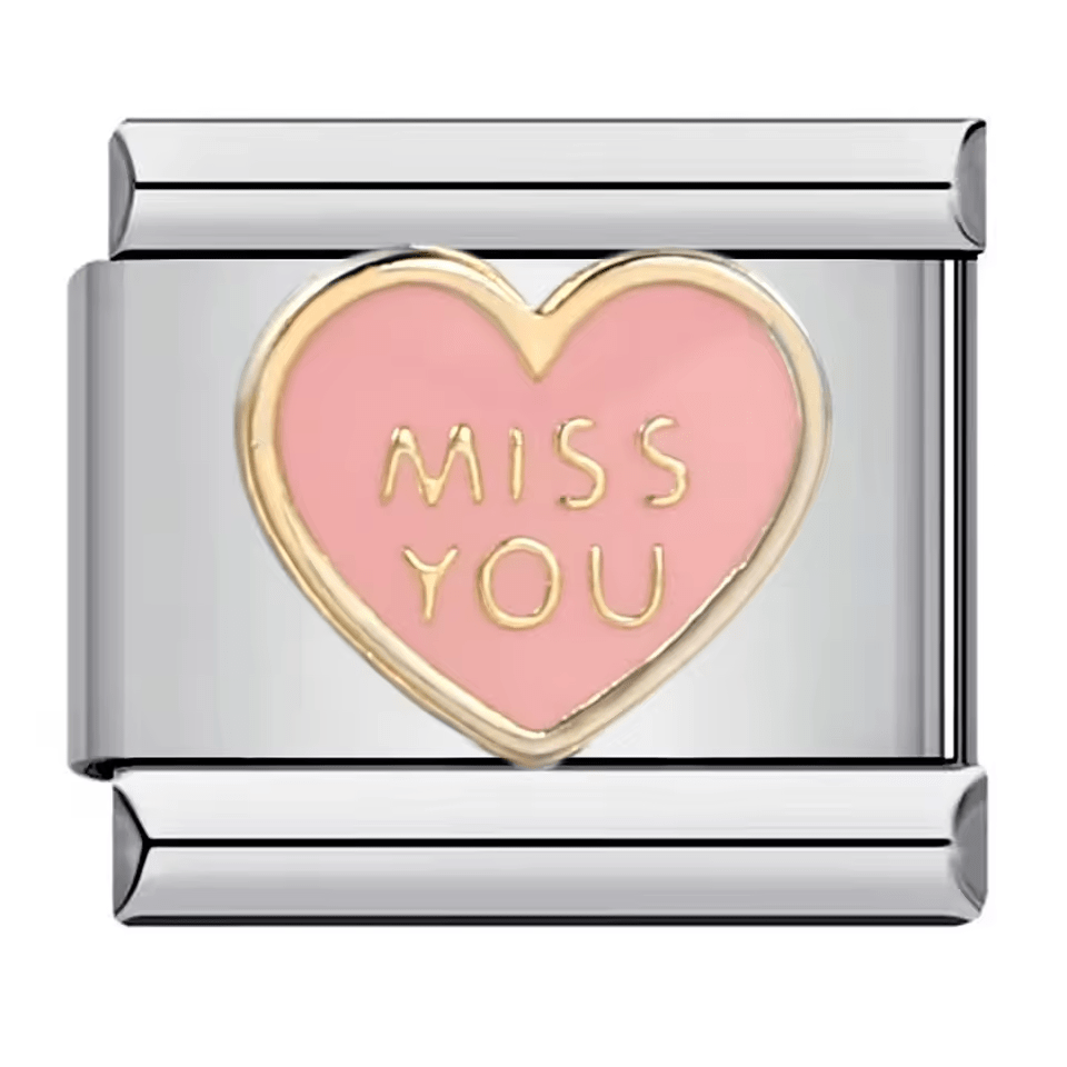 Miss you heart Italian charm 9mm message design