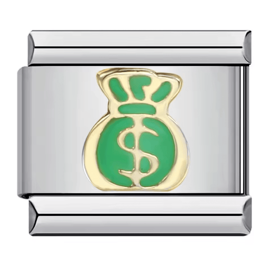 Money bag symbol Italian charm 9mm finance design