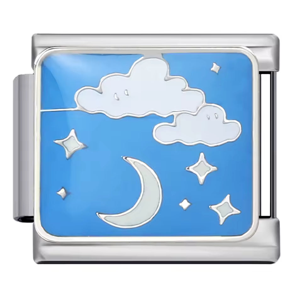 Moon cloud stars Italian charm 9mm