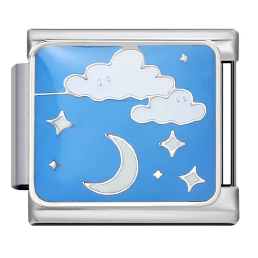 Moon cloud stars Italian charm 9mm