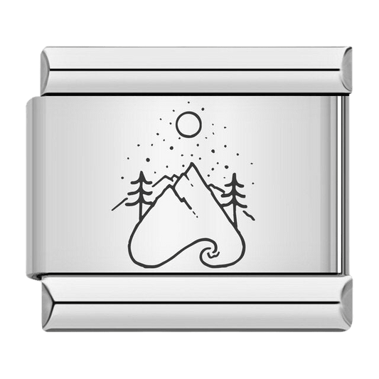 Moonlit mountains Italian charm 9mm mountain night scene charm for Italian charm bracelet