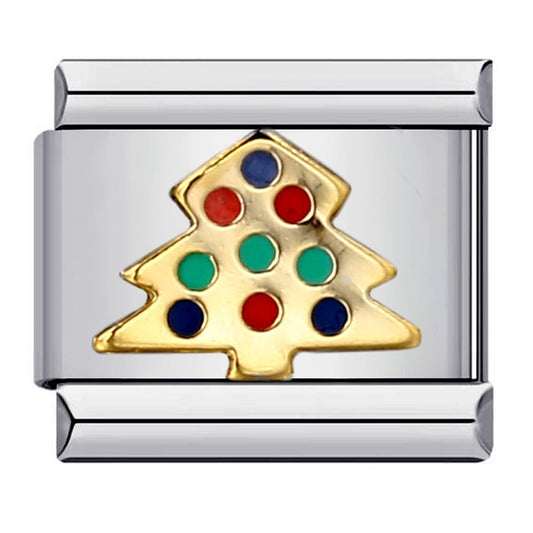 Multicolor Christmas tree Italian charm 9mm