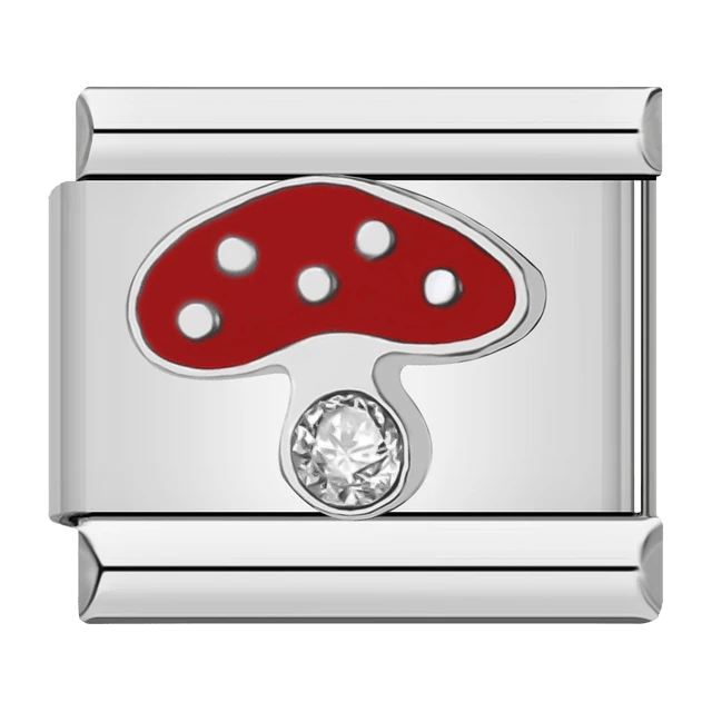 Mushroom Italian charm 9mm enamel charm for Italian charm bracelet close-up
