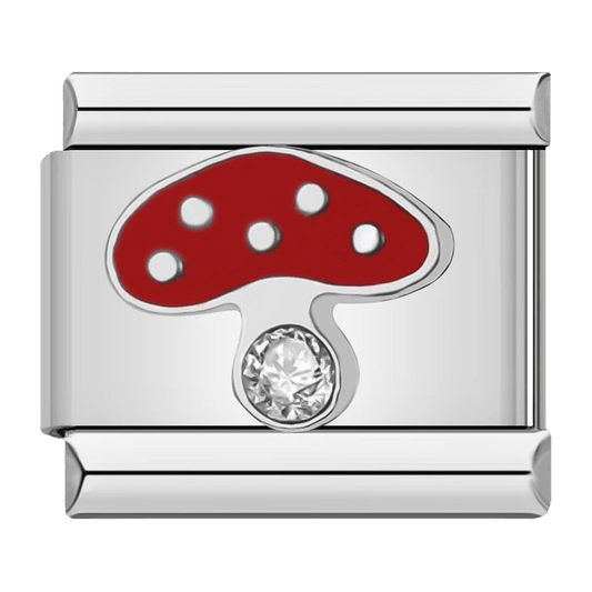 Mushroom Italian charm 9mm enamel charm for Italian charm bracelet close-up
