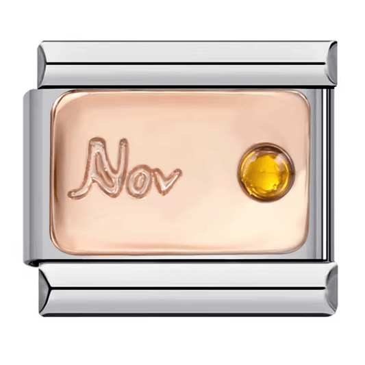 November birthstone Italian charm 9mm with yellow stone