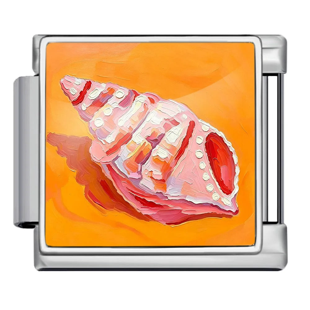 Orange Conch Shell 9mm Italian Charm Bracelet Charm