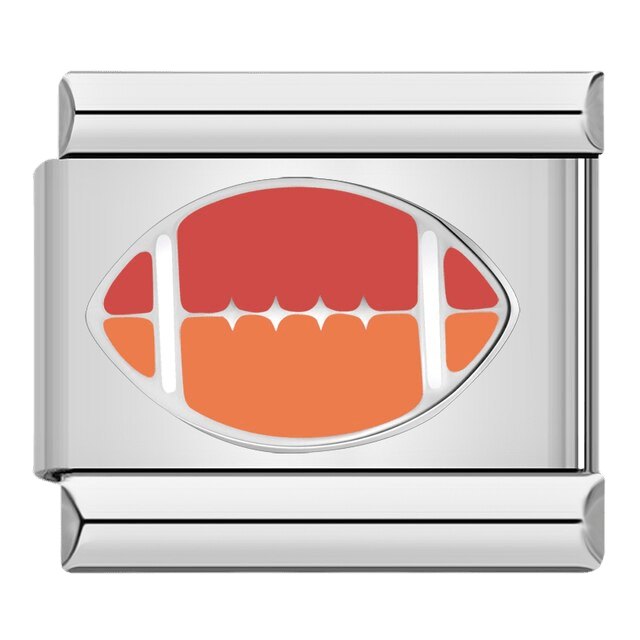 Orange and red American football with stars 9mm Italian charm