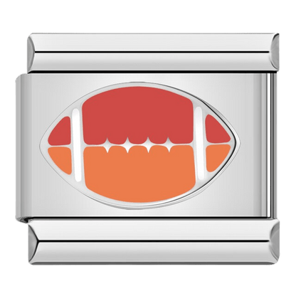 Orange and red American football with stars 9mm Italian charm