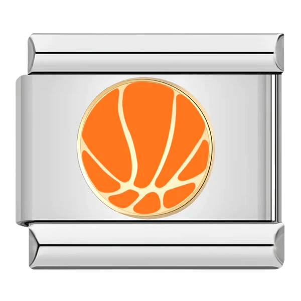 Orange basketball with seam lines 9mm Italian charm