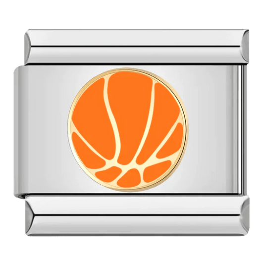 Orange basketball with seam lines 9mm Italian charm