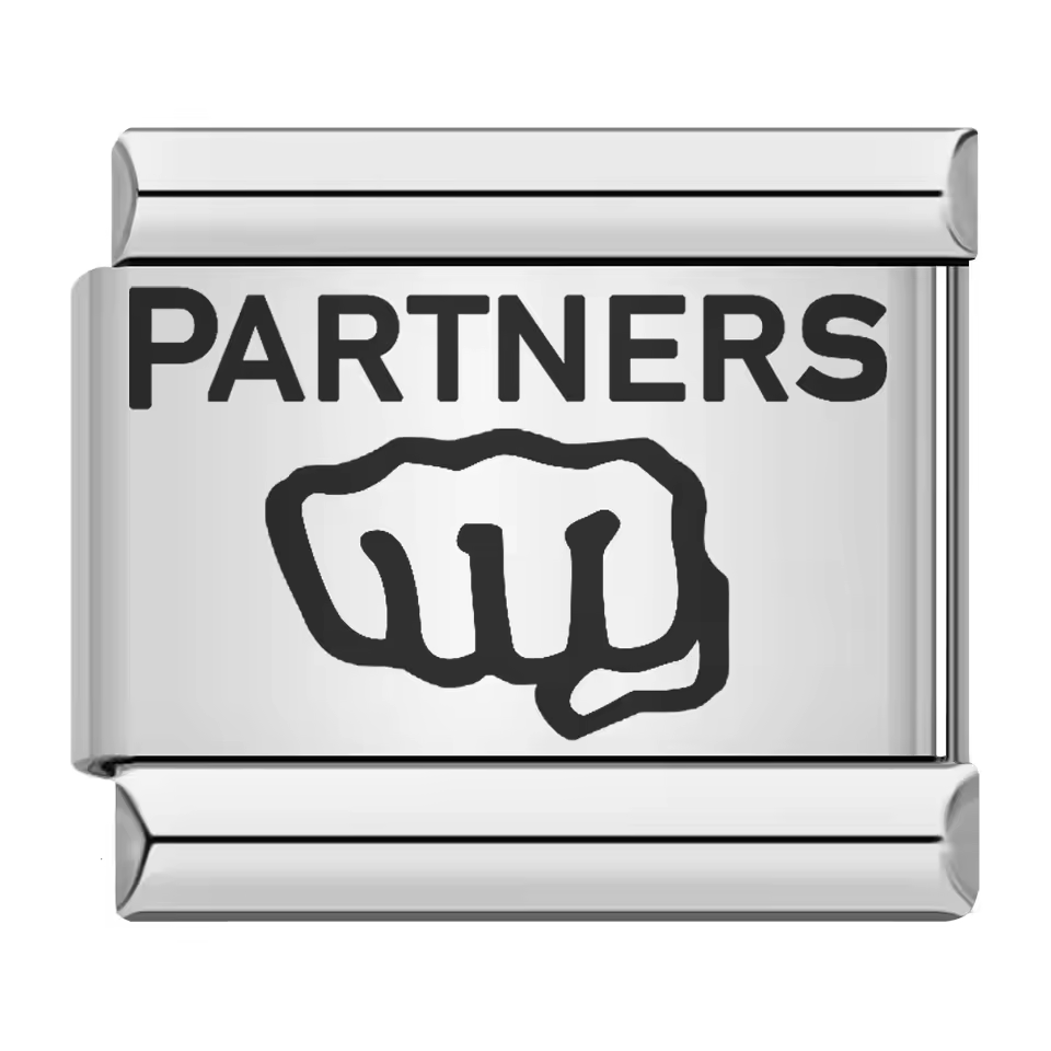 Partners text fist Italian charm 9mm friendship Italian charm link
