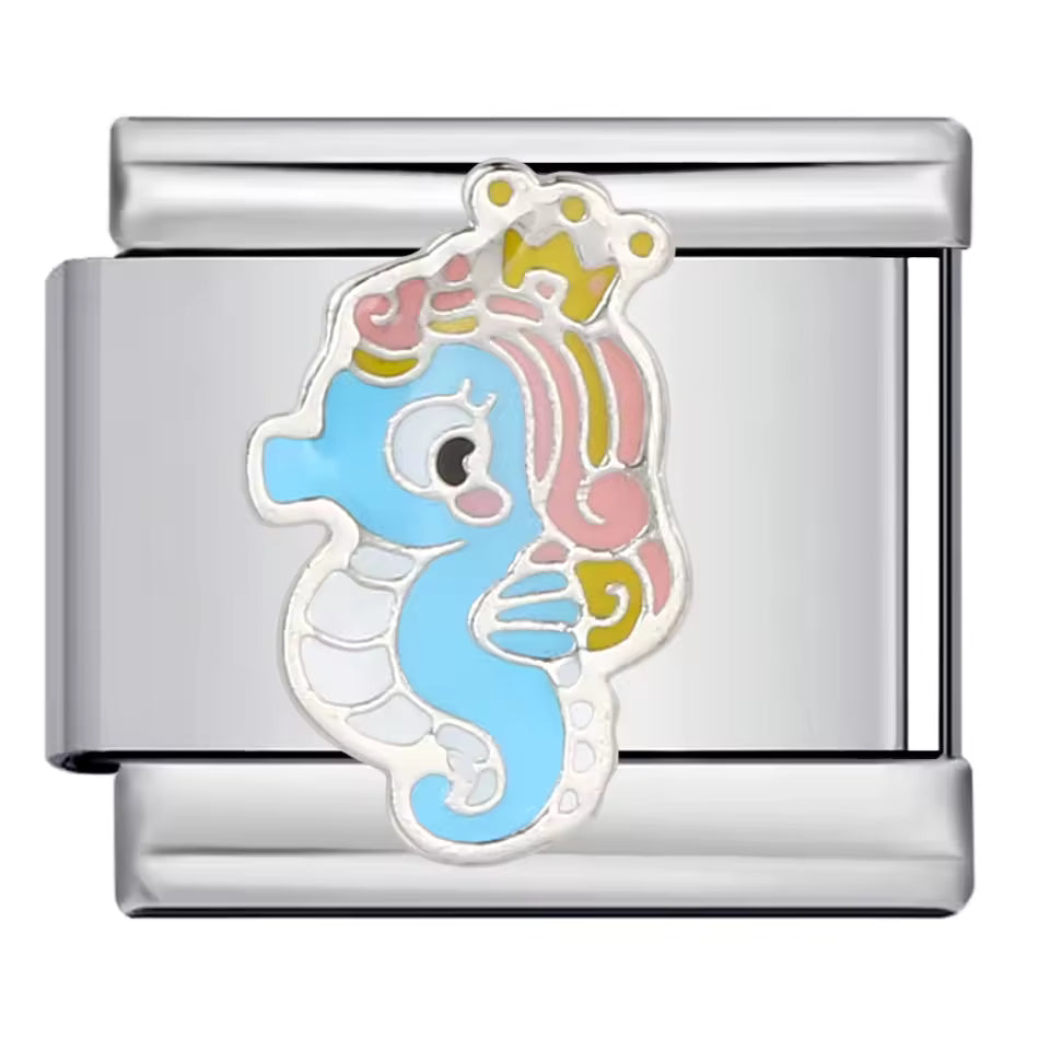 Pastel seahorse ocean Italian charm 9mm