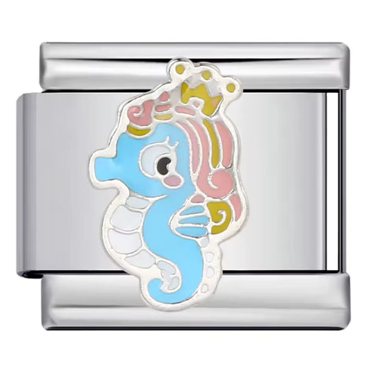 Pastel seahorse ocean Italian charm 9mm
