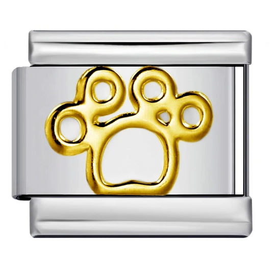 Paw print Italian charm 9mm stainless steel bracelet link