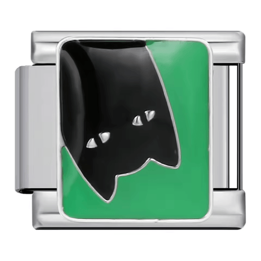 Peeking cat face Italian charm 9mm black cat Italian charm link