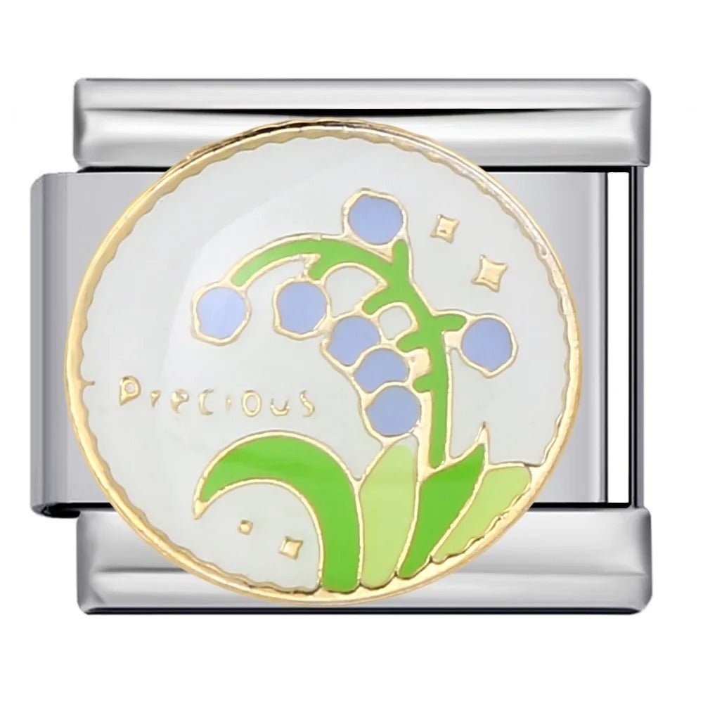 Periwinkle Italian charm 9mm blue floral design