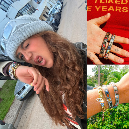 Personalized Italian charm bracelet with colorful enamel charms, charm bracelet for women on wrist