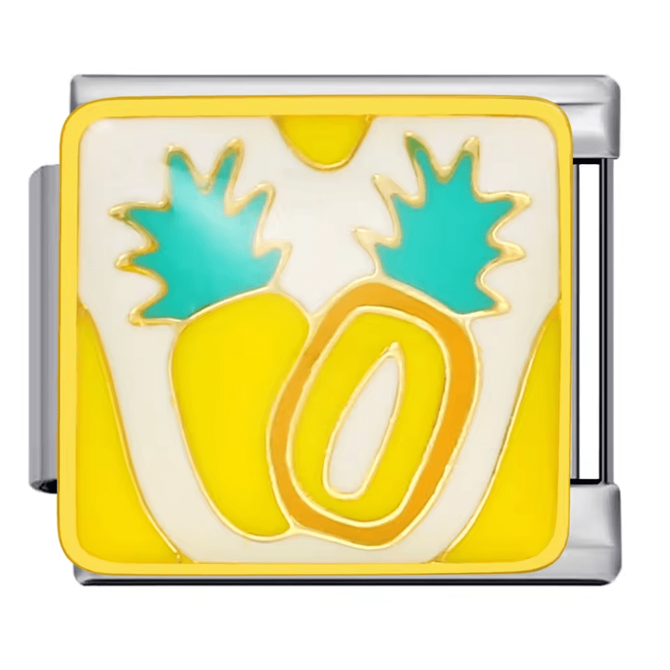 Pineapple fruit Italian charm 9mm tropical design