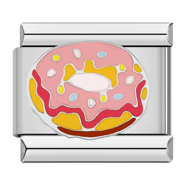 Pink Donut Italian charm 9mm with sprinkles design